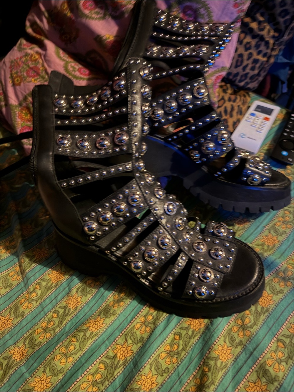 Sam Edelman Black Studded Gladiator Sandals